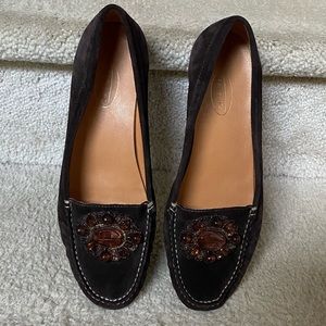 TALBOTS WOMENS LOW HEEL PUMPS/CHOCOLATE BROWN/GENUINE LEATHER/SIZE 10B. USED.